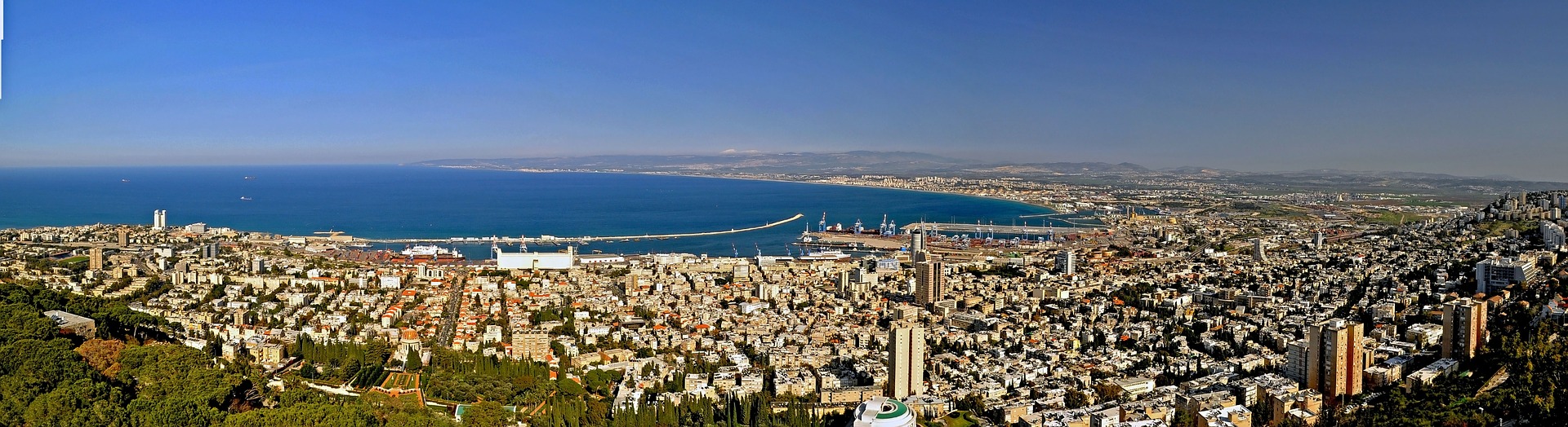 Aerial view of Haifa and the bay